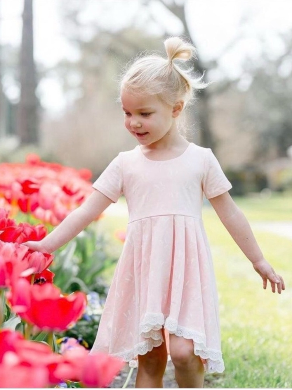 SweetHoney 4T high-low girls' dress bunnies pink